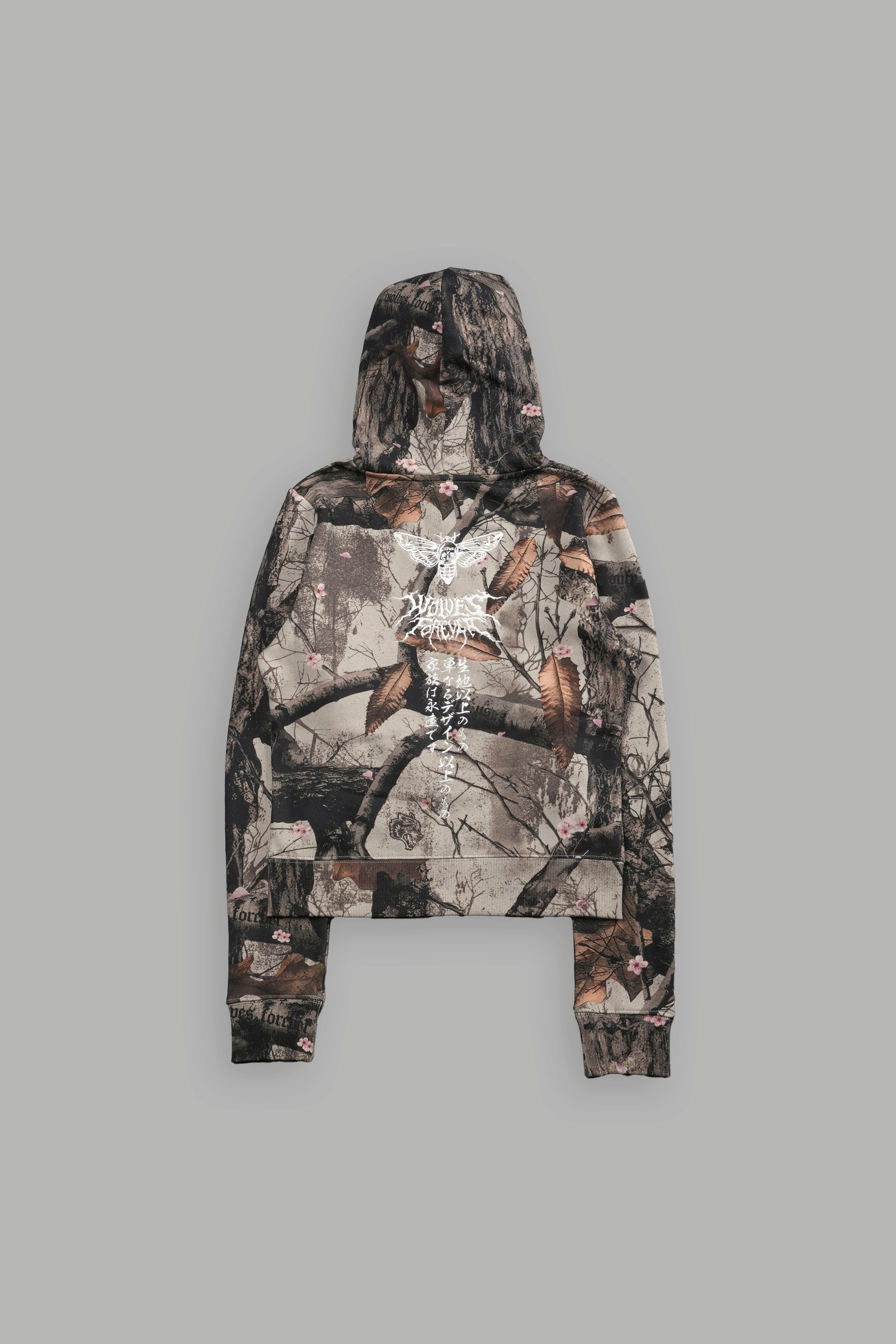 Moth Kanji "Iris" Zip Up Hoodie in Cherry Blossom Woodland Camo