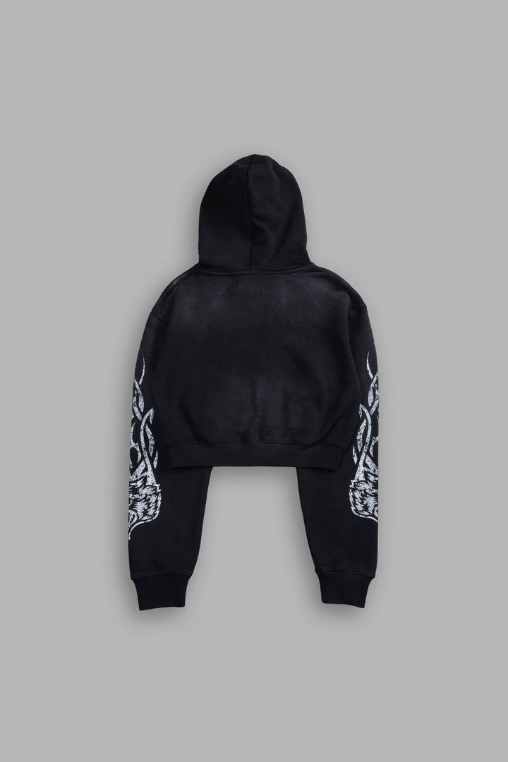Finite Flame "Rose" She Hoodie in Black Drift Wash