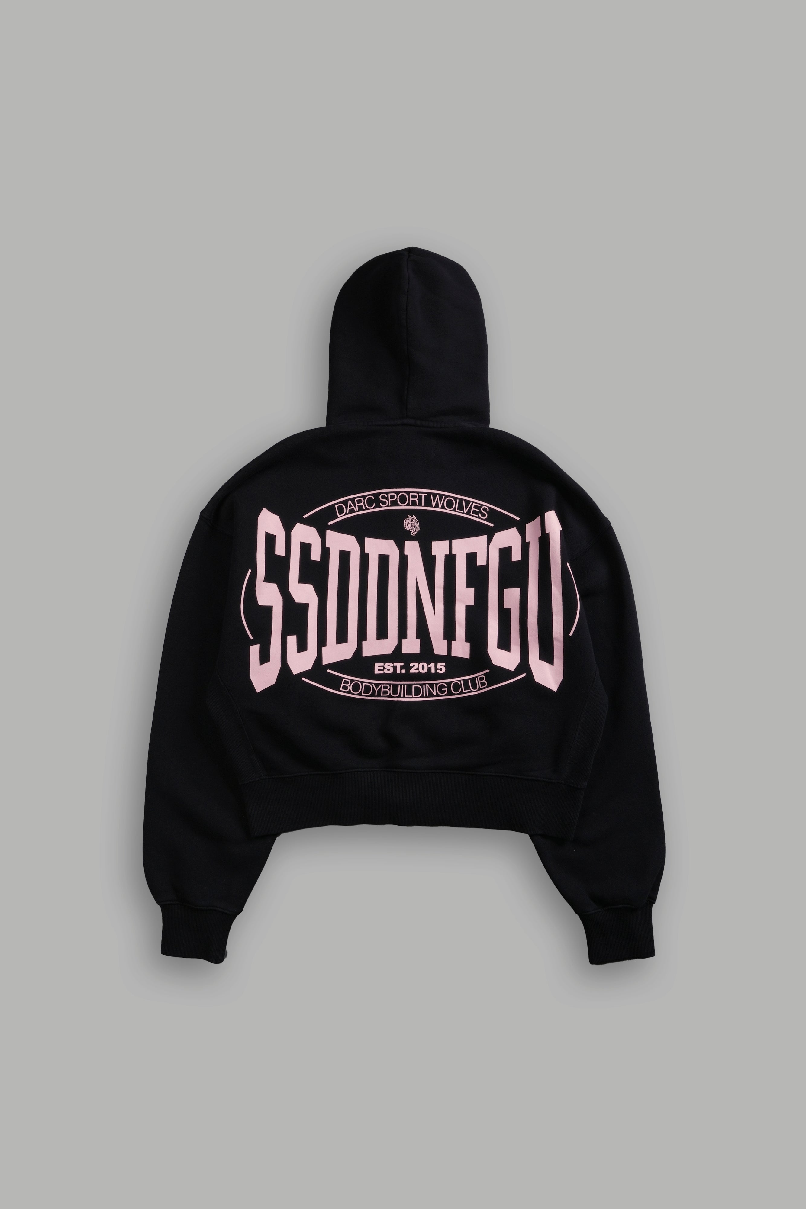 SSDDNFGU FRVR "Sage" Cropped Zip Hoodie in Black