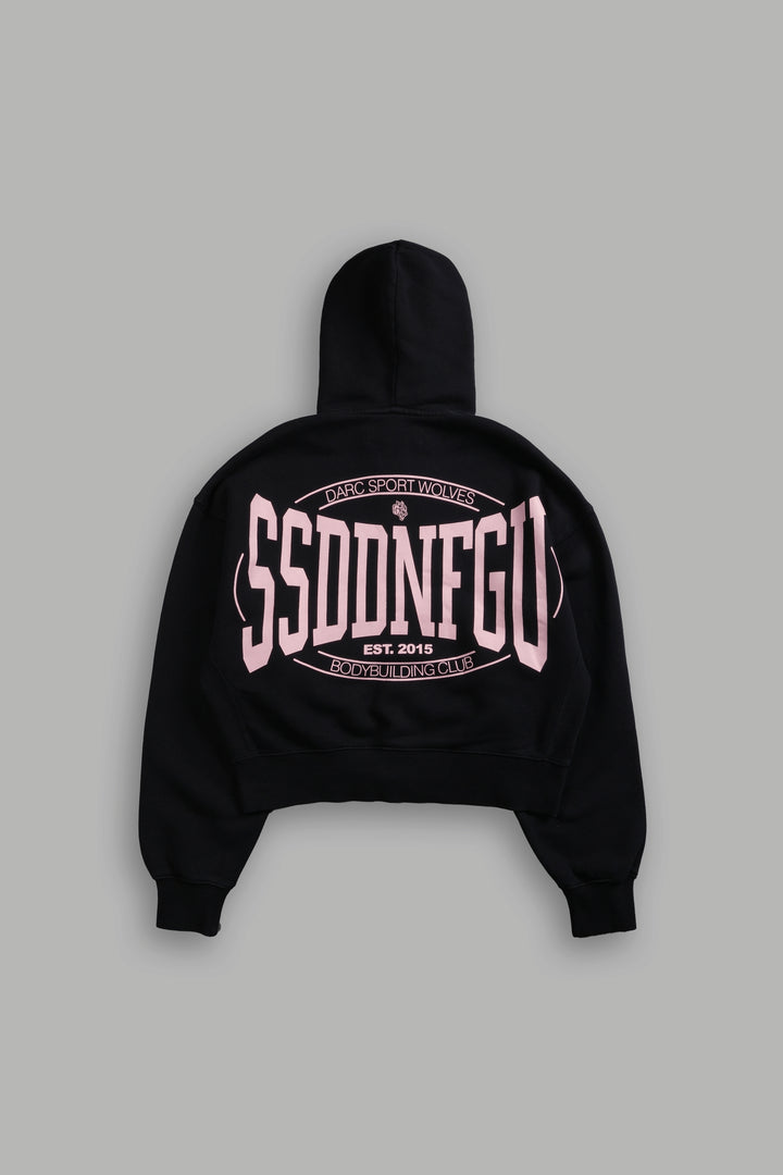 SSDDNFGU FRVR "Sage" Cropped Zip Hoodie in Black