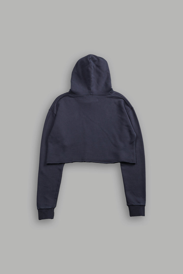 Gritty "Pierce" (Cropped) Hoodie in Midnight Blue