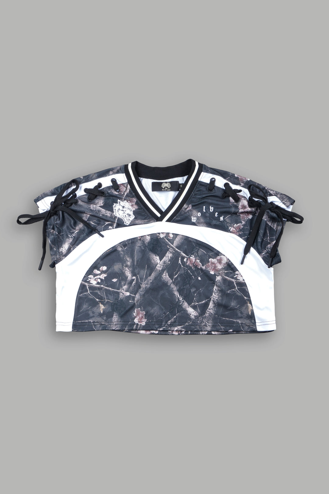 Wolf Pyramid She Laced Crop Jersey Top In All Of Us Camo