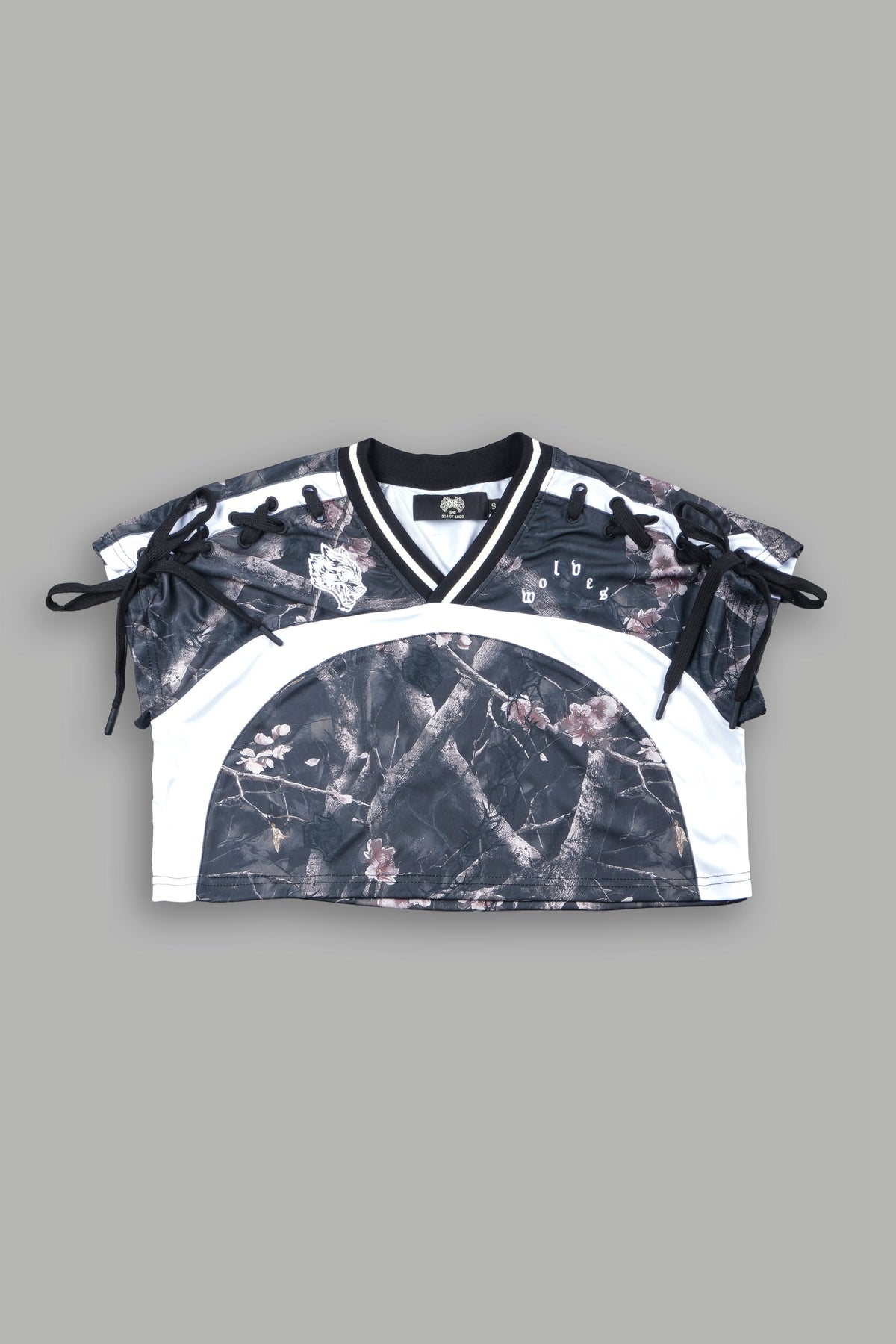 Wolf Pyramid She Laced Crop Jersey Top In All Of Us Camo