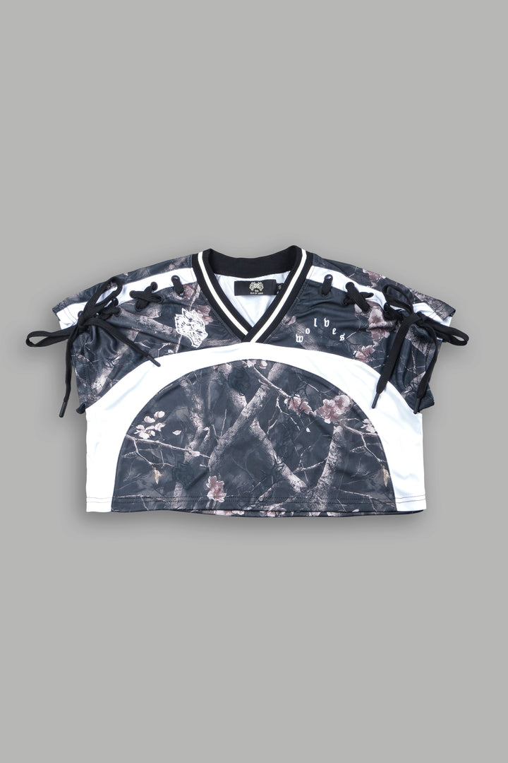 Wolf Pyramid She Laced Crop Jersey Top In All Of Us Camo