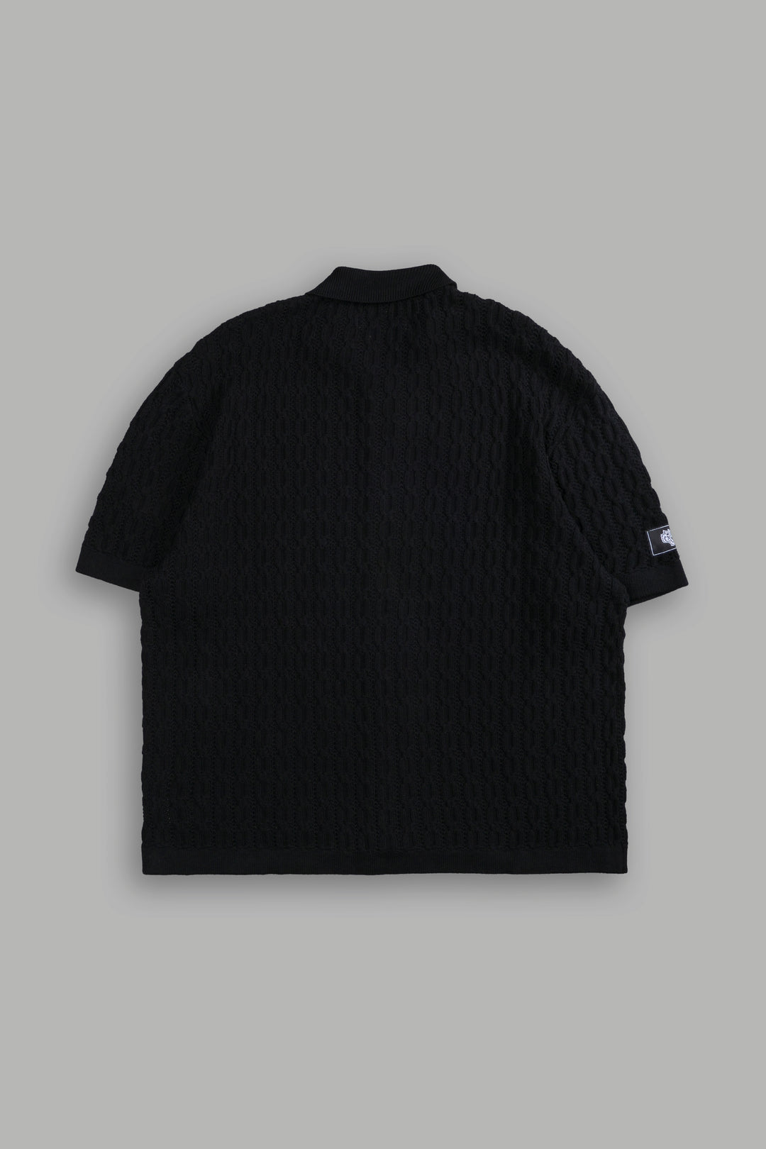 Wolf Patch Wah-El Knit S/S Button Up Shirt in Black
