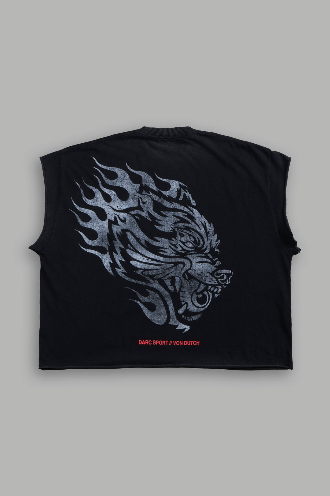 Von Darc Grunge Cut-Off Mid-Length Raw Hem Tee in Black