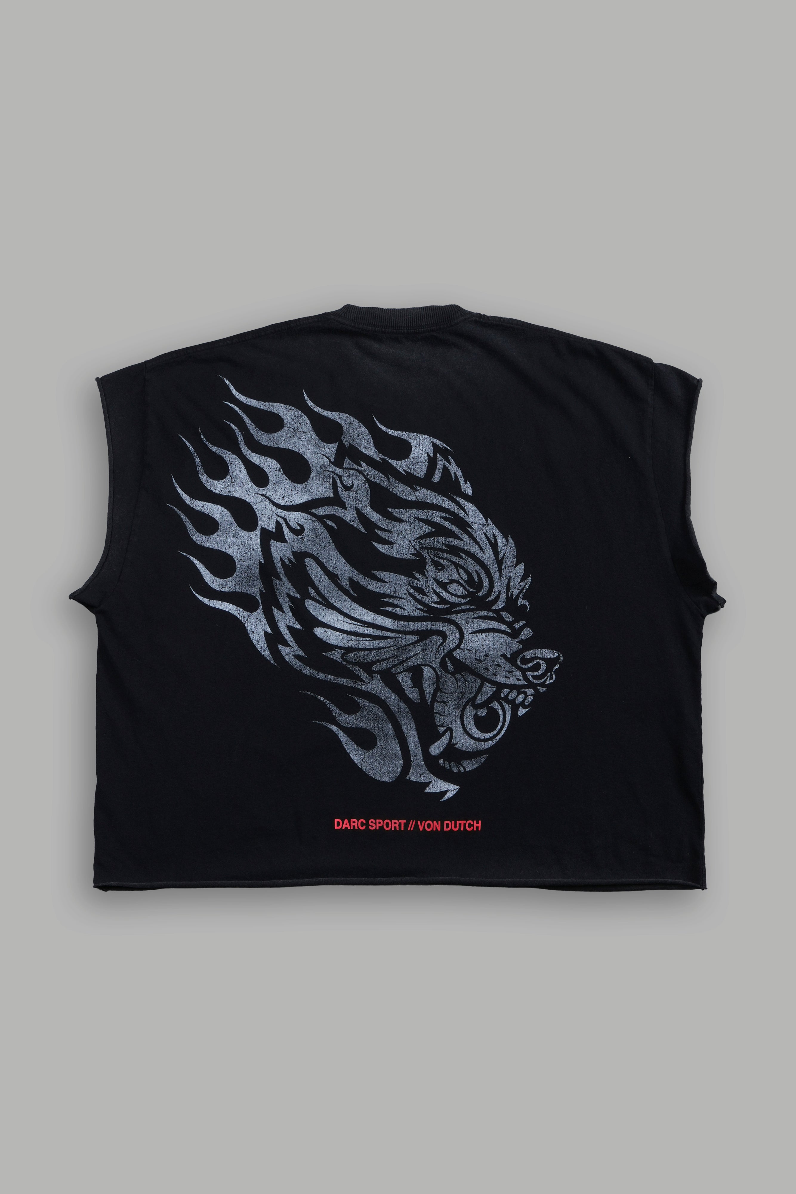 Von Darc Grunge Cut-Off Mid-Length Raw Hem Tee in Black