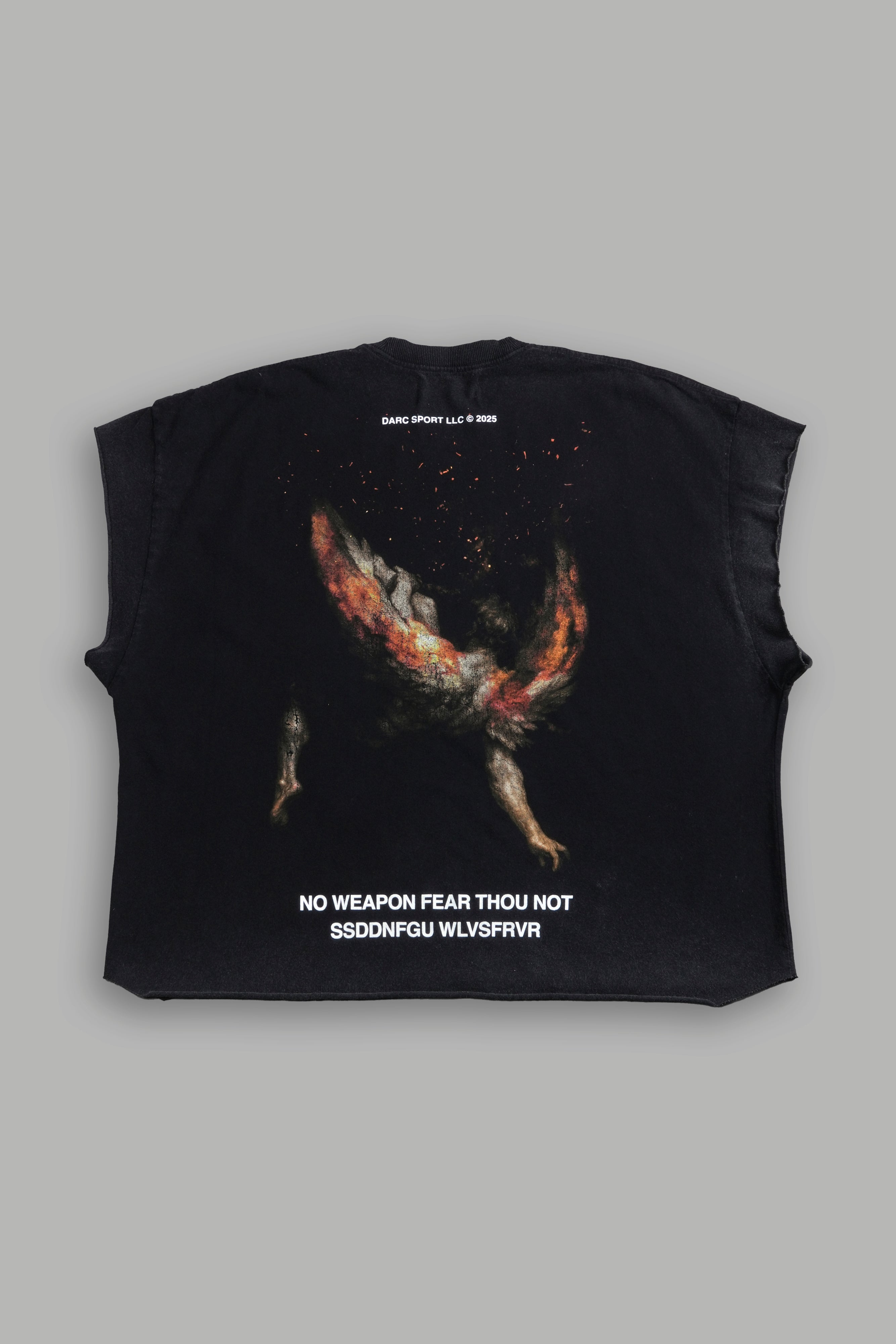 Casted Out Grunge Cut-Off Tee in Black
