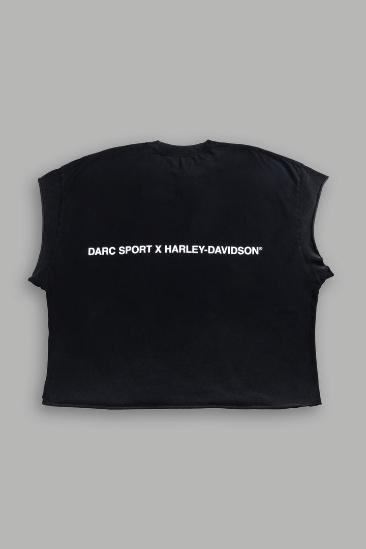 Born From Fire Grunge Cut-Off Tee in Black