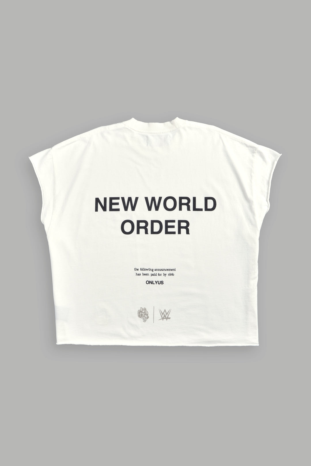 New World Order Grunge Cut-Off Tee in Cream