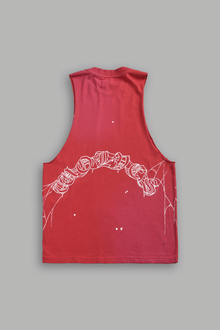 Web Chopper Tommy Muscle Tee in Roman Red Sun Fade