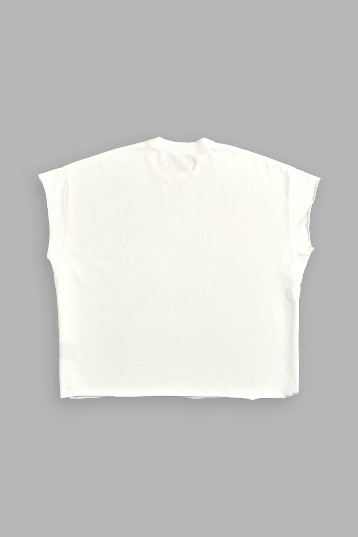 Us Forever Grunge Cut-Off Tee in Cream