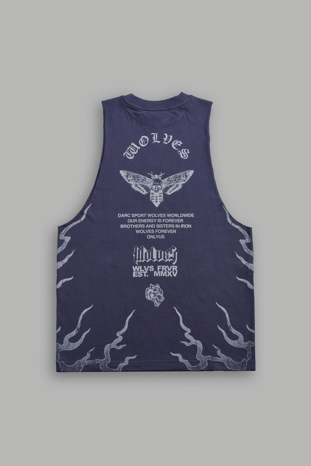 Wolves Never Back Down V2 Tommy Muscle Tee in Storm Blue