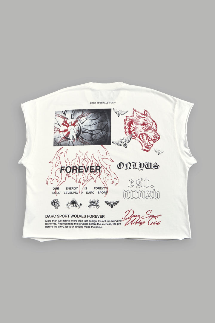 Last Breath Grunge Cut-Off Tee in Cream