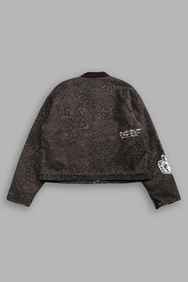 Wolves Script Patch Earl Jacket in Darc Brown Leopard