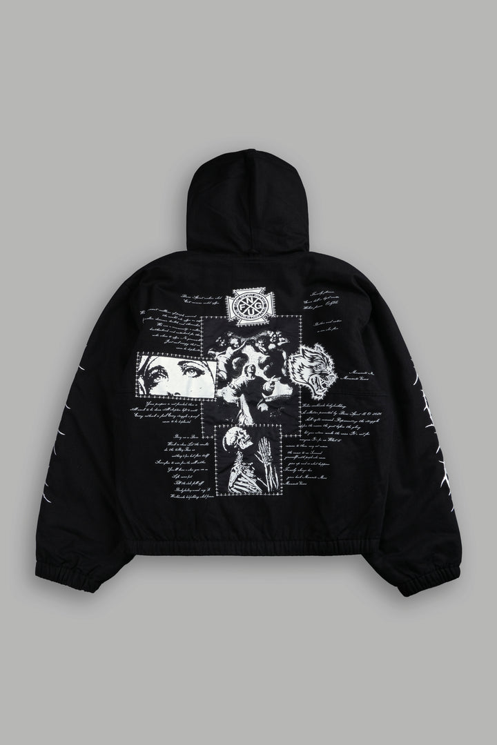 Wolves Pray Calaway Jacket in Distressed Black