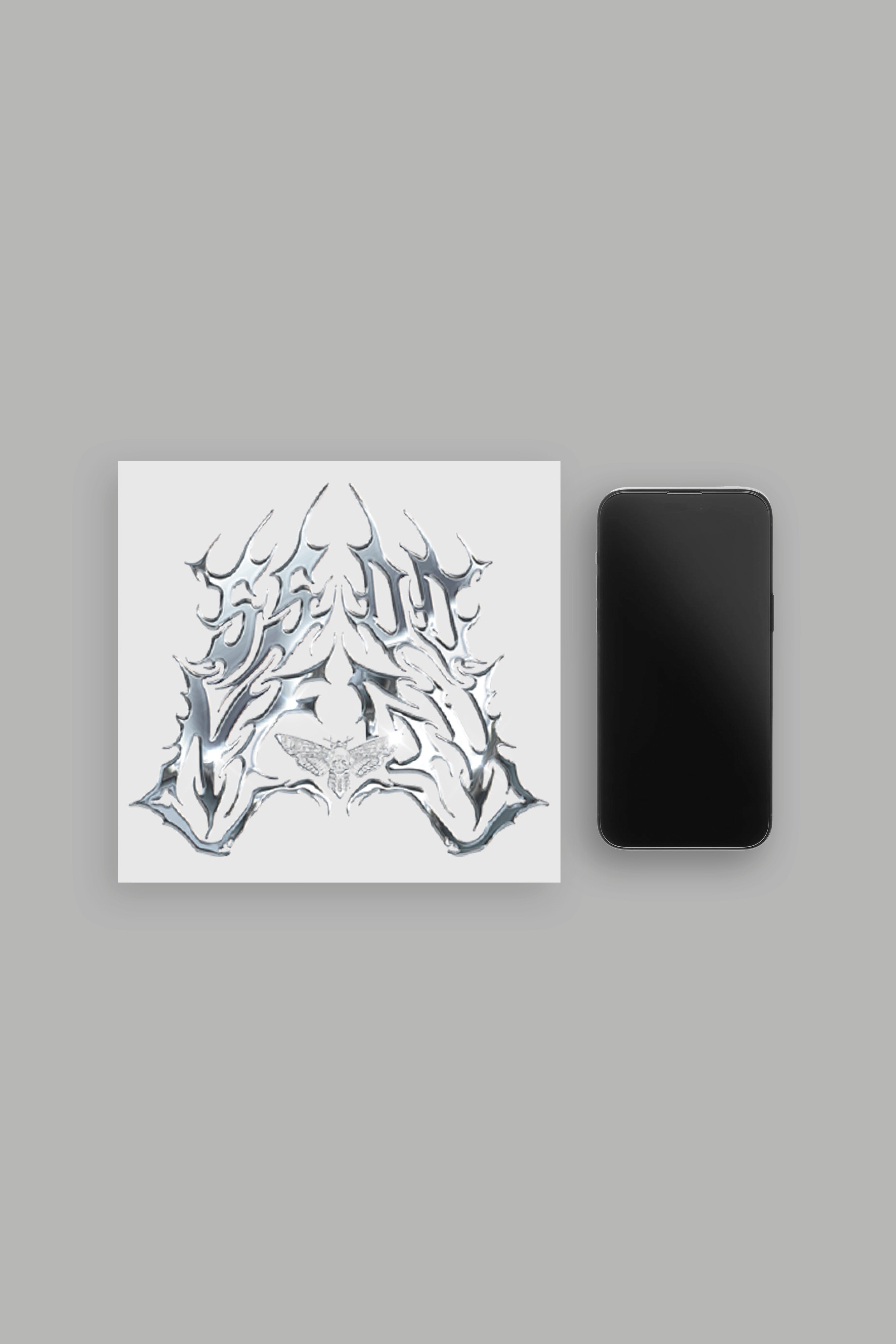 Iron Mantra Sticker in Silver