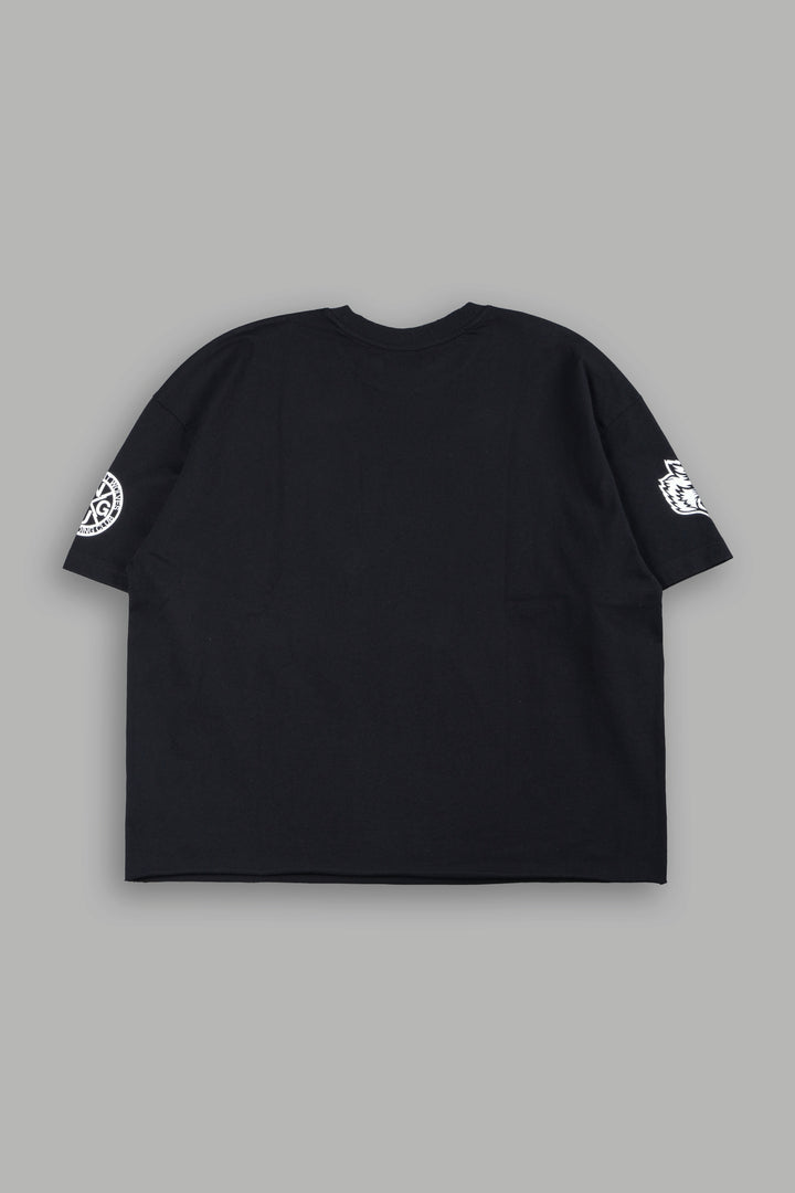 Loyalty Sakura Grunge Mid Length Raw Hem Tee In Black