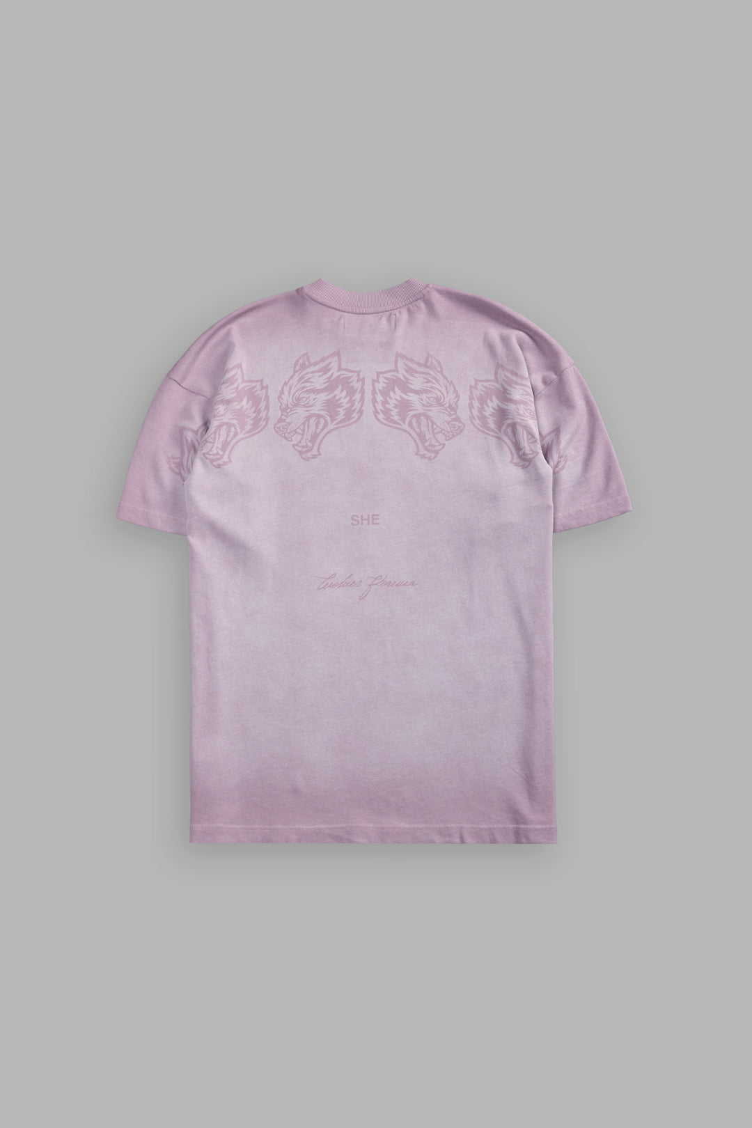 She Has Your Back "Pump Cover" Tee in Purple Smoke Horizon Sun Fade