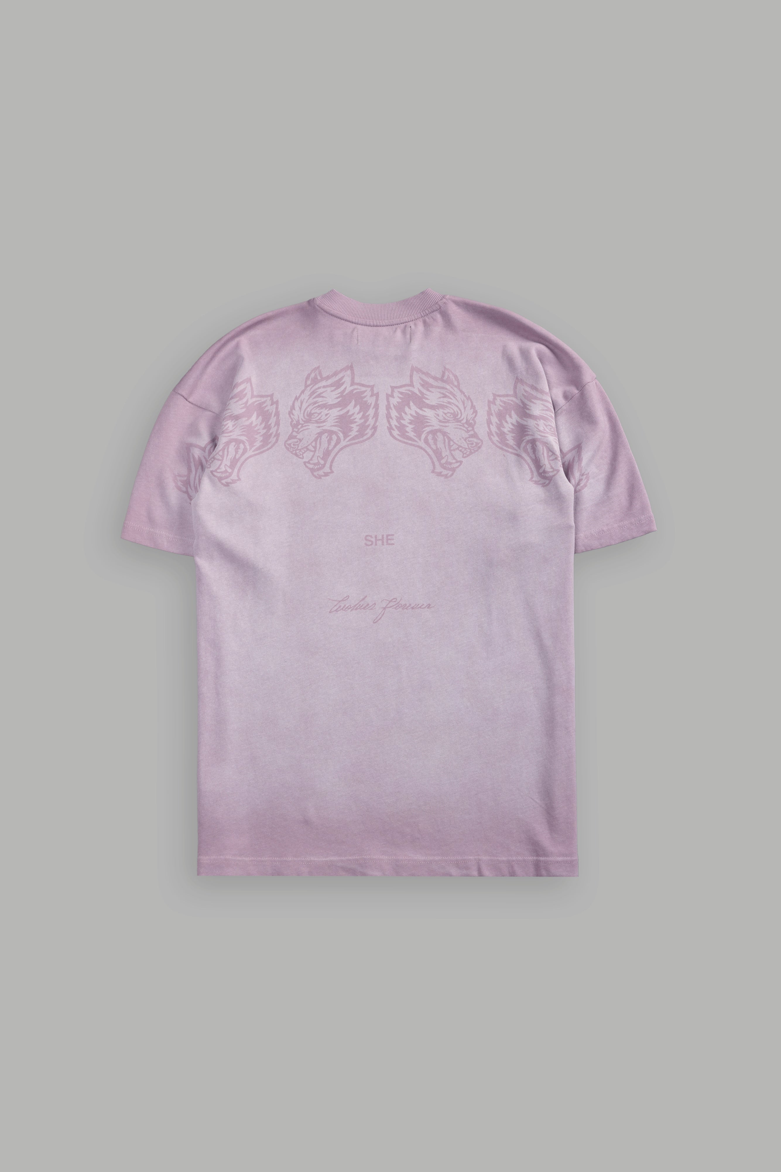 She Has Your Back "Pump Cover" Tee in Purple Smoke Horizon Sun Fade