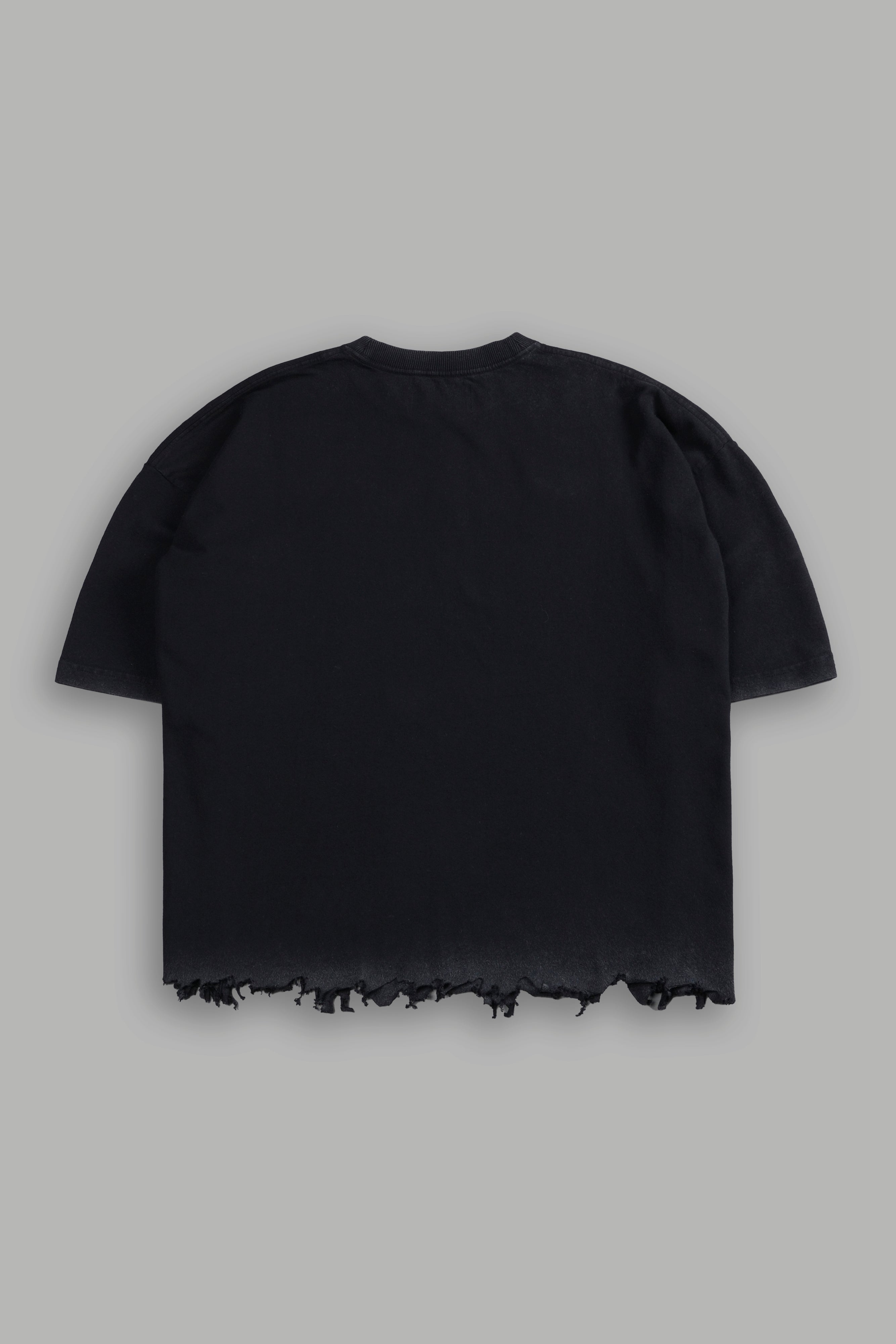 Drip Hesh Destroyed Grunge "Box Cut" Tee in Black