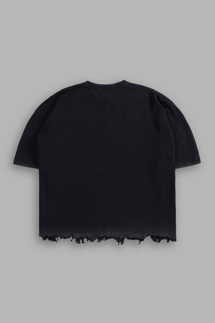 Drip Hesh Destroyed Grunge "Box Cut" Tee in Black