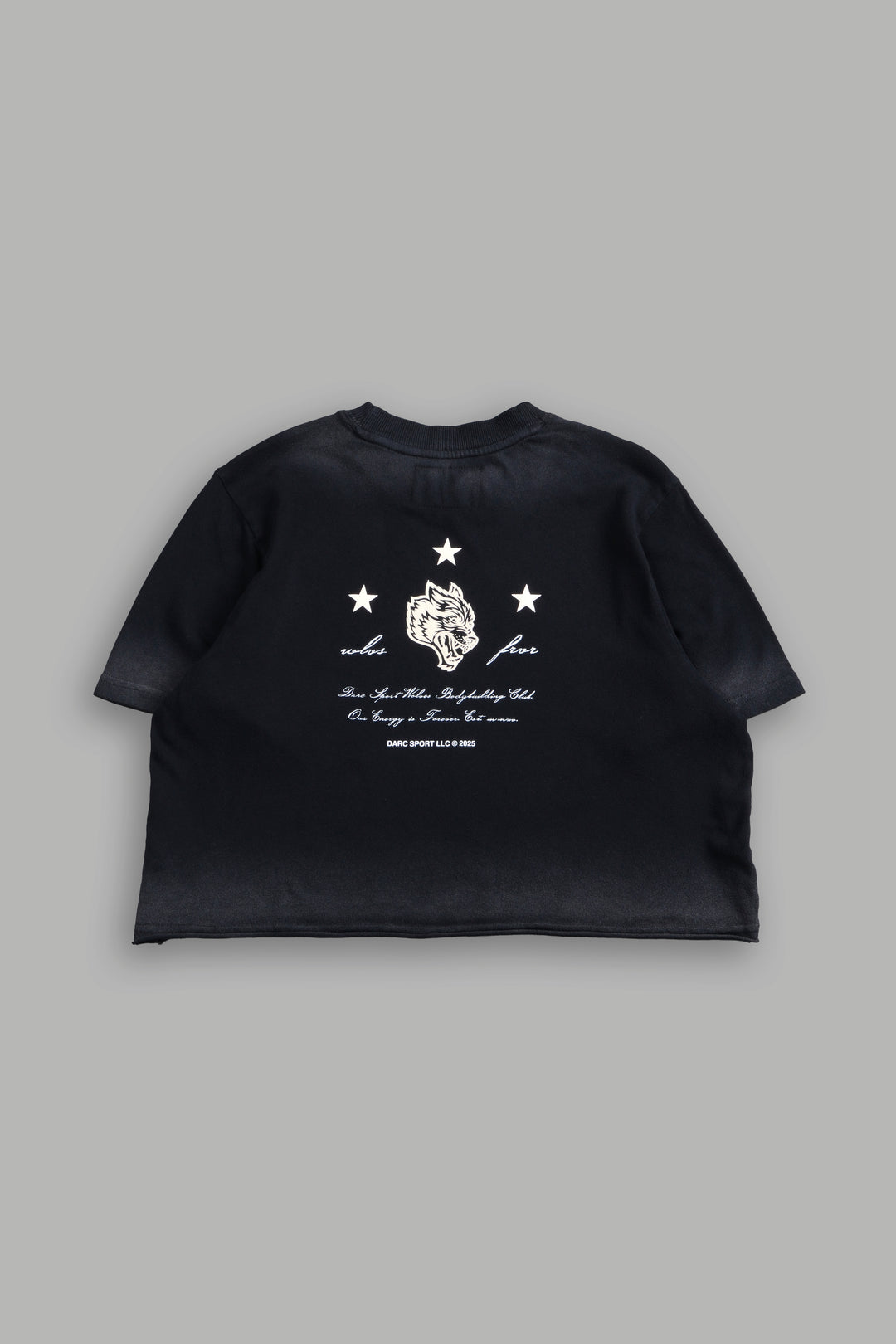 She's a Star "Premium" Oversized Cropped Tee in Black Drift Wash
