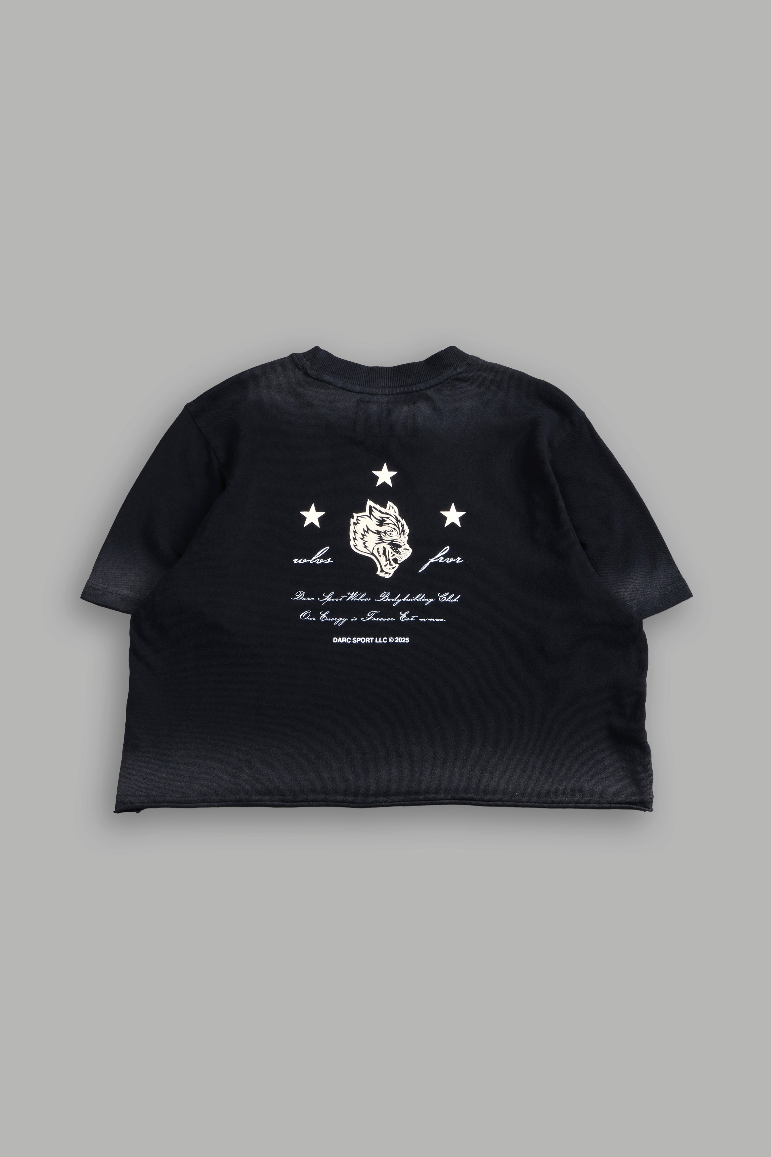She's a Star "Premium" Oversized Cropped Tee in Black Drift Wash