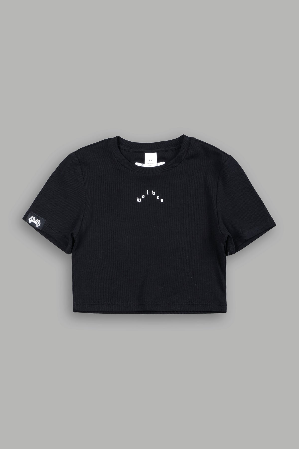 She Pyramid  Ribbed Baby Tee In Black