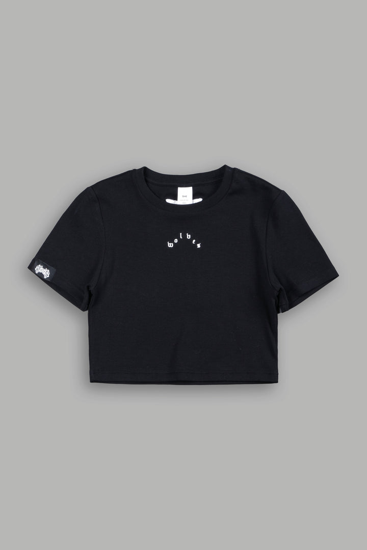 She Pyramid  Ribbed Baby Tee In Black