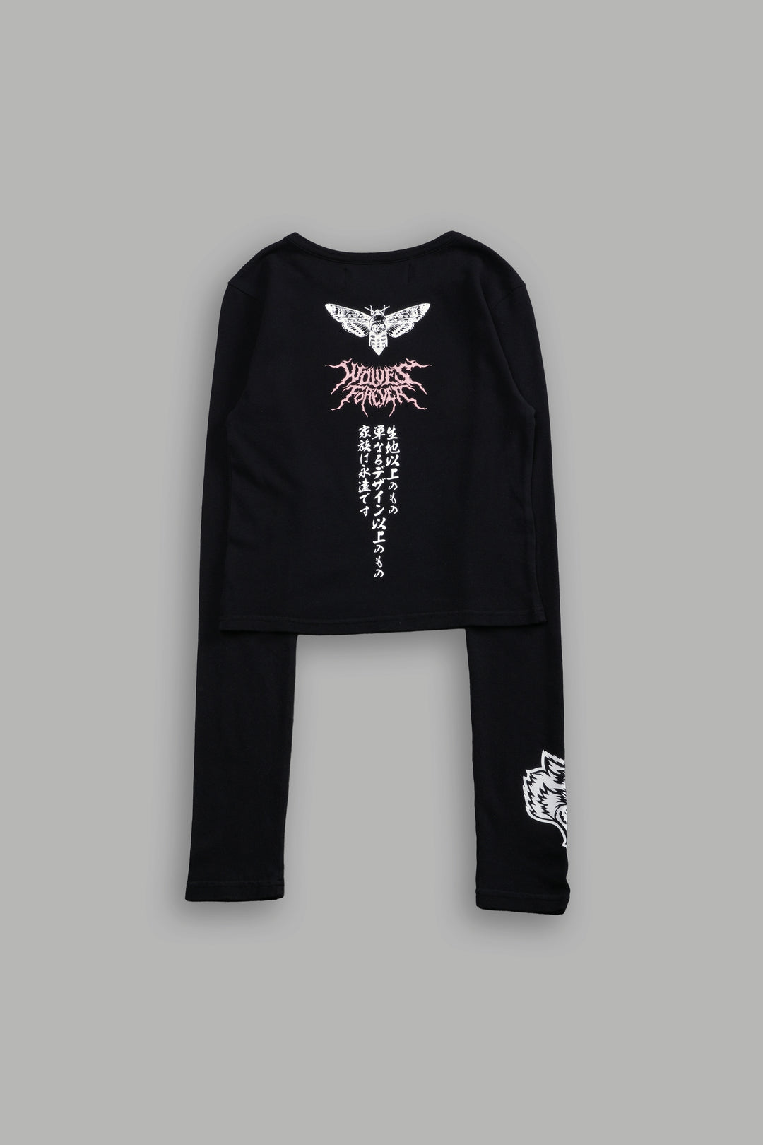 Moth Kanji L/S "Baby" Tee in Black