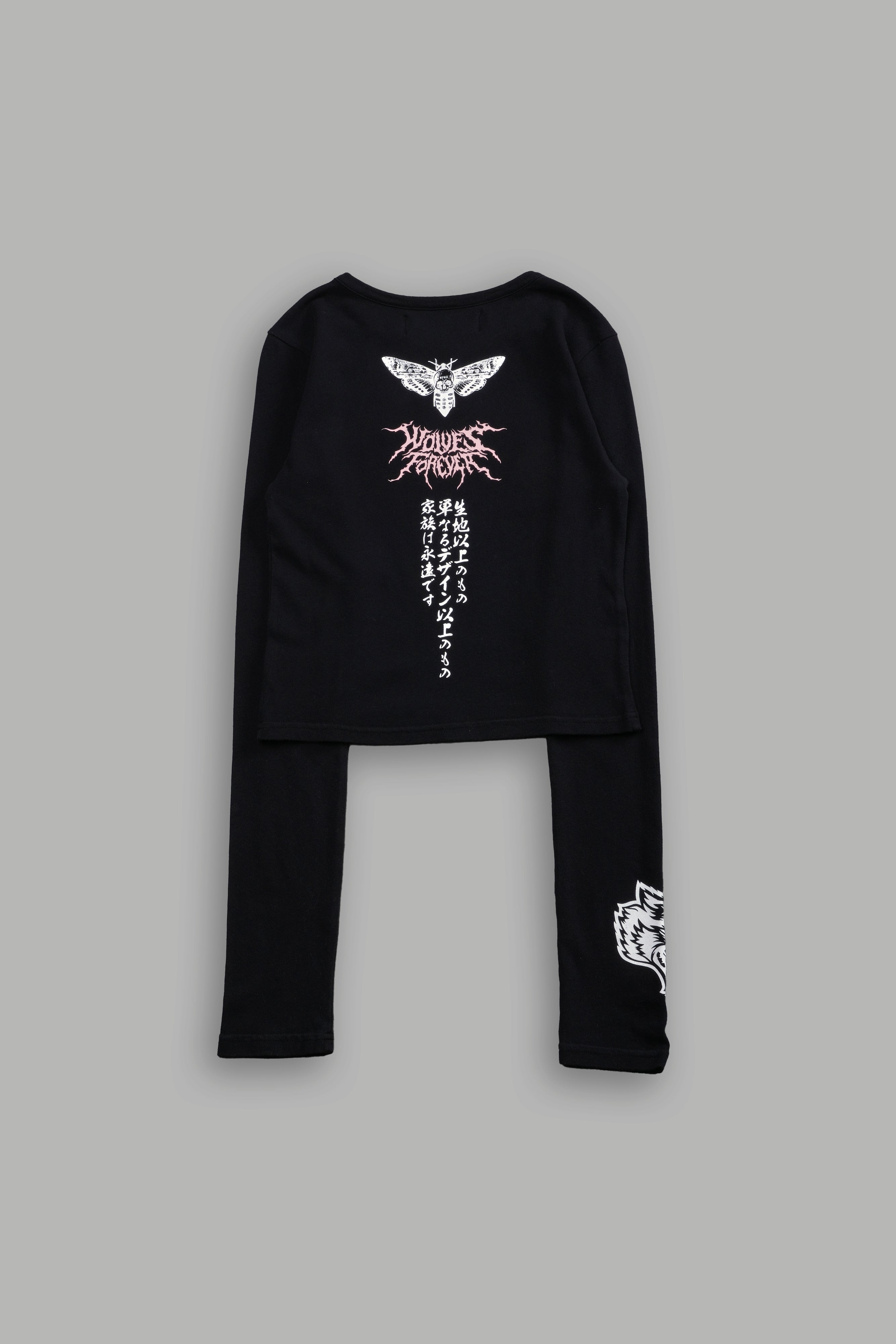 Moth Kanji L/S "Baby" Tee in Black