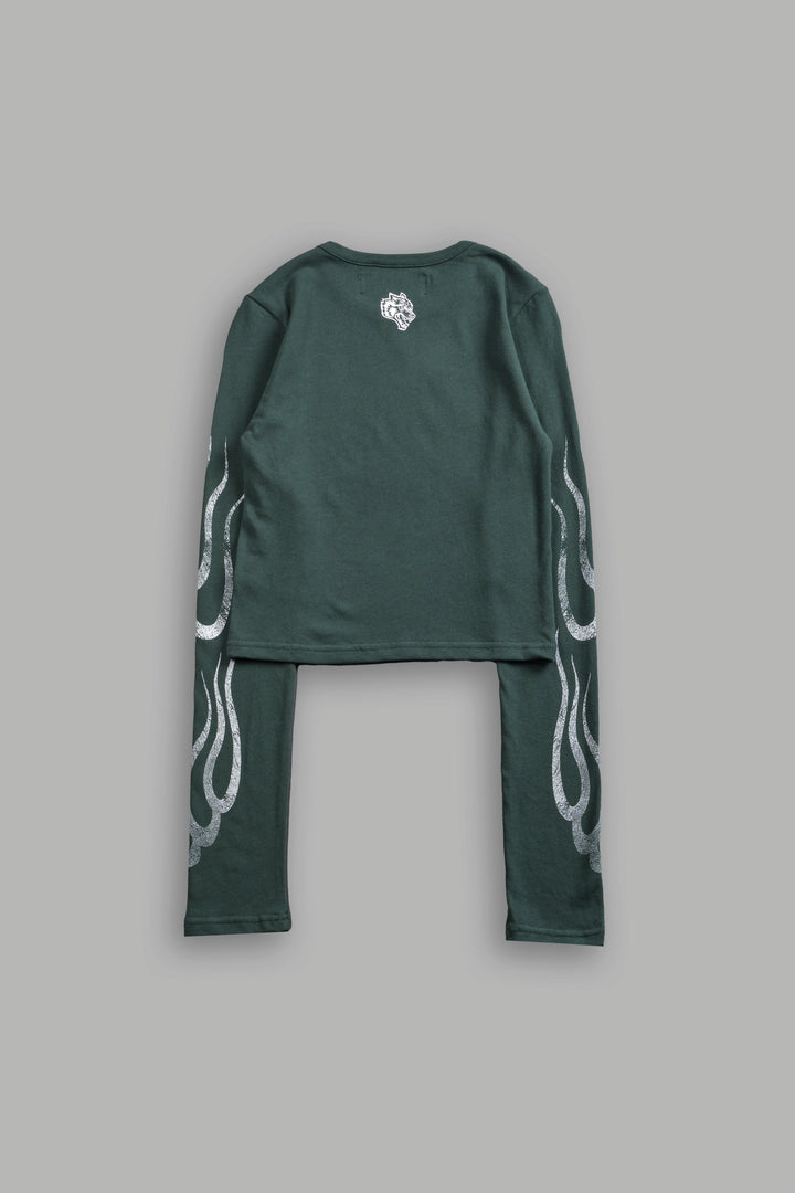 Wolves Flame L/S "Baby" Tee in Norse Green