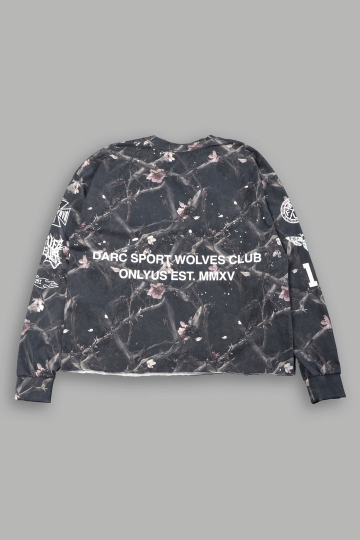 Club Core Grunge Mid Length Raw Hem Ls Tee In All Of Us Camo