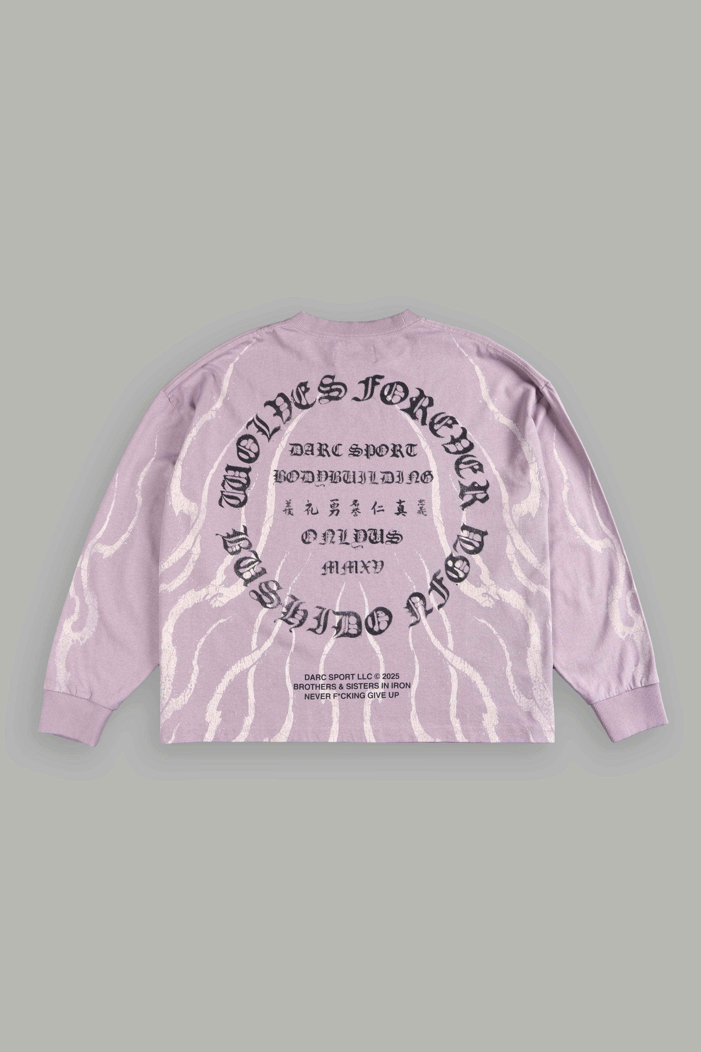 Warrior's Fire Grunge "Box Cut" L/S Tee in Purple Smoke