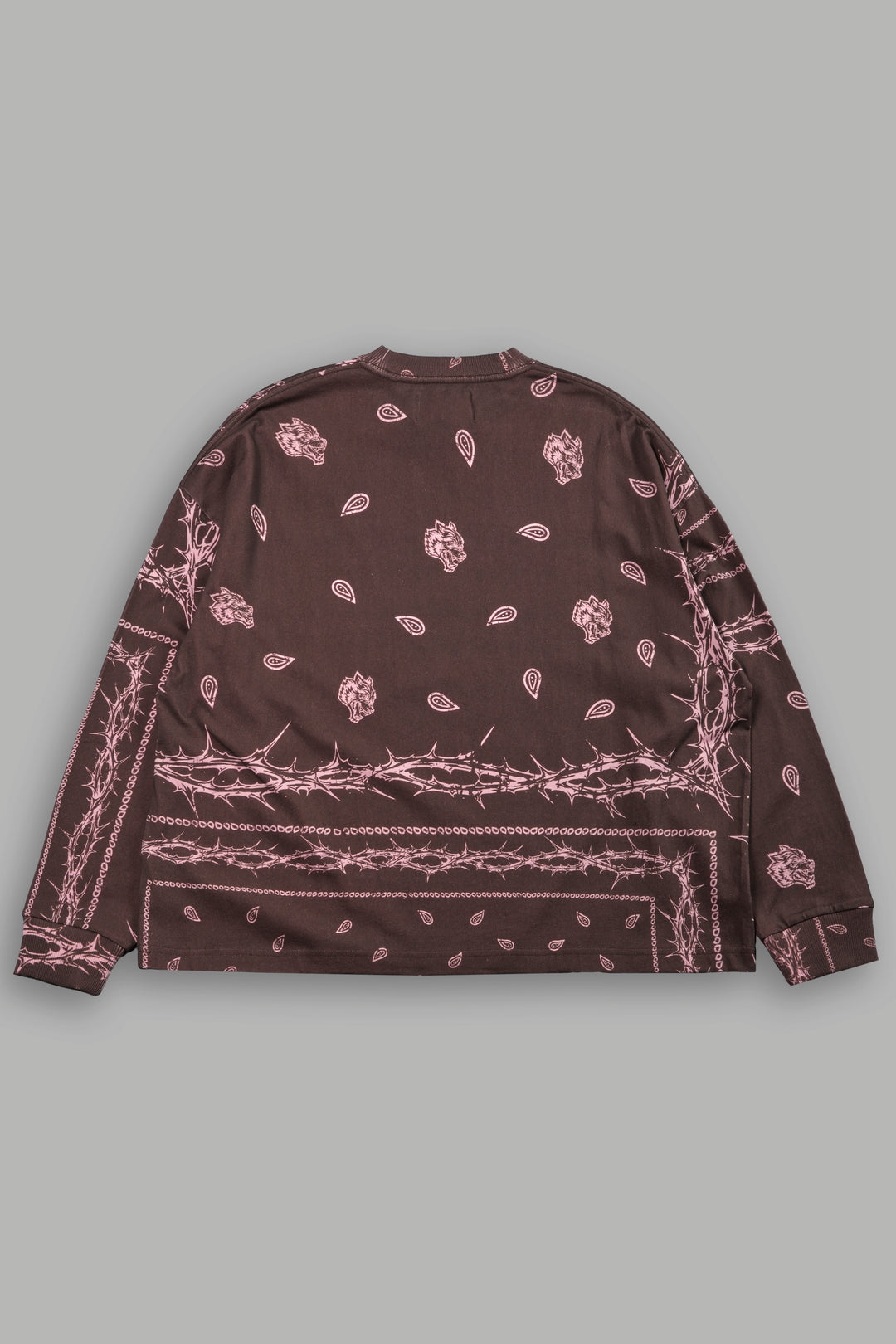 Wolves Pyramid Grunge "Box Cut" L/S Tee in Desert Dust Thorn Paisley