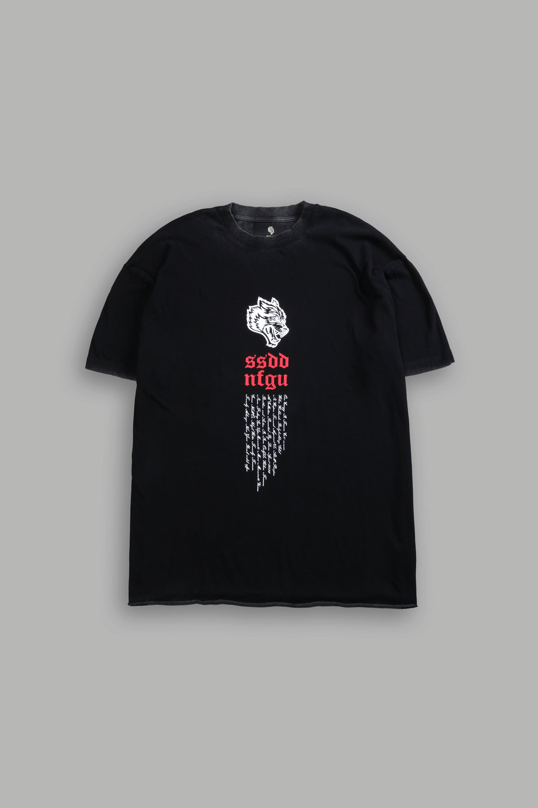 Fallen Angel Raw Hem Premium Oversized Tee in Black