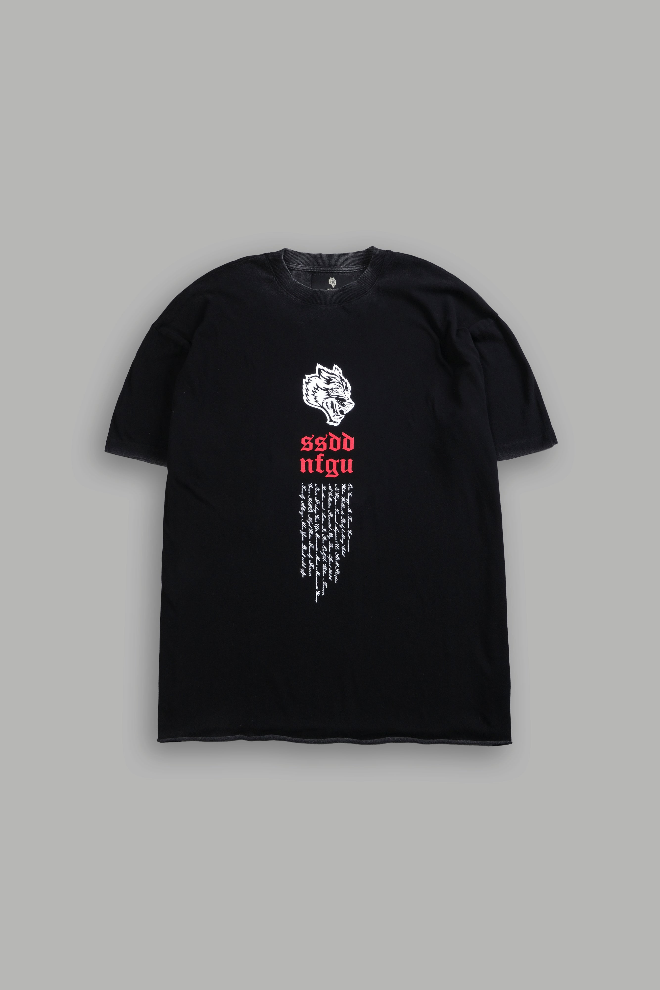 Fallen Angel Raw Hem Premium Oversized Tee in Black