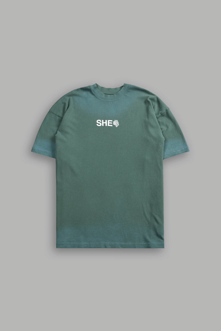 Wolf Head "Pump Cover" Tee in Hunter Green Driftwash