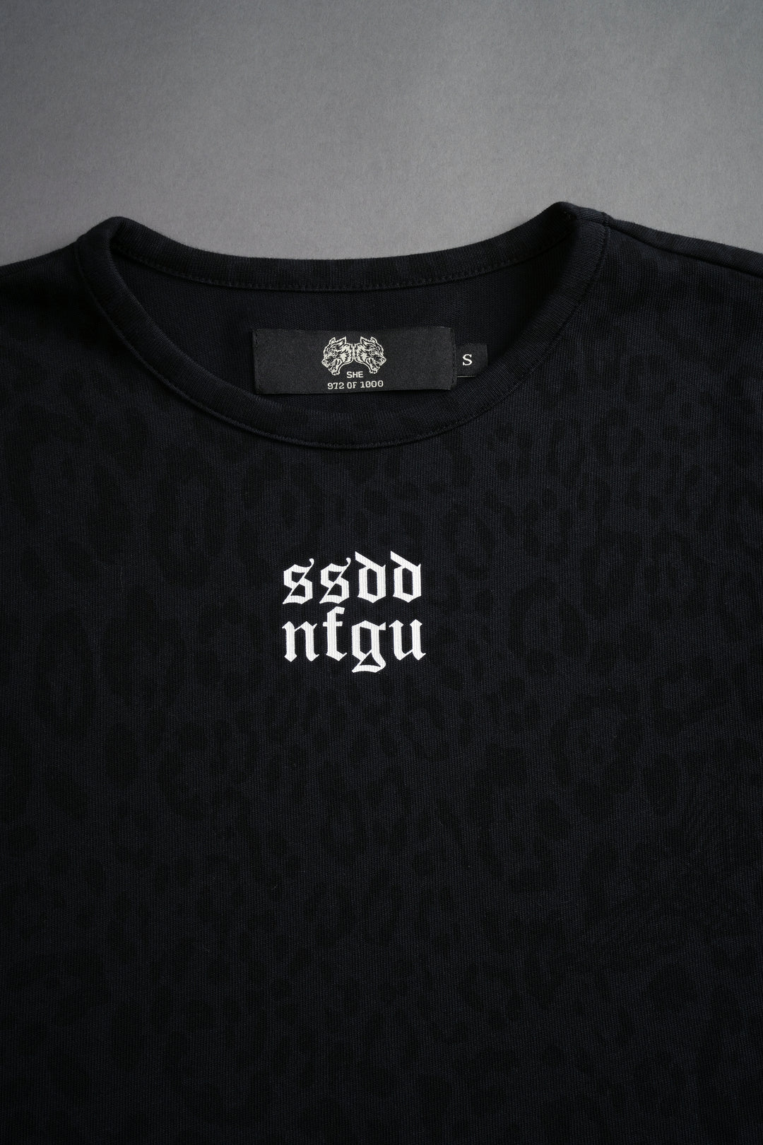 SSDDNFGU Wolf "Baby" Tee in Charcoal Leopard