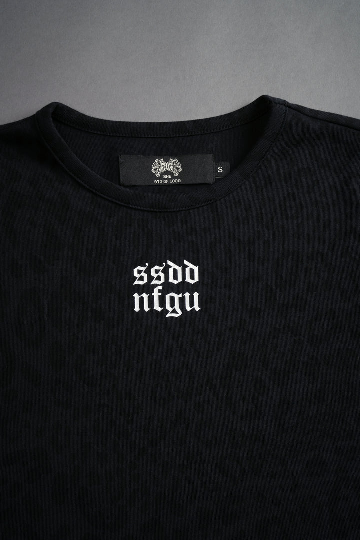 SSDDNFGU Wolf "Baby" Tee in Charcoal Leopard