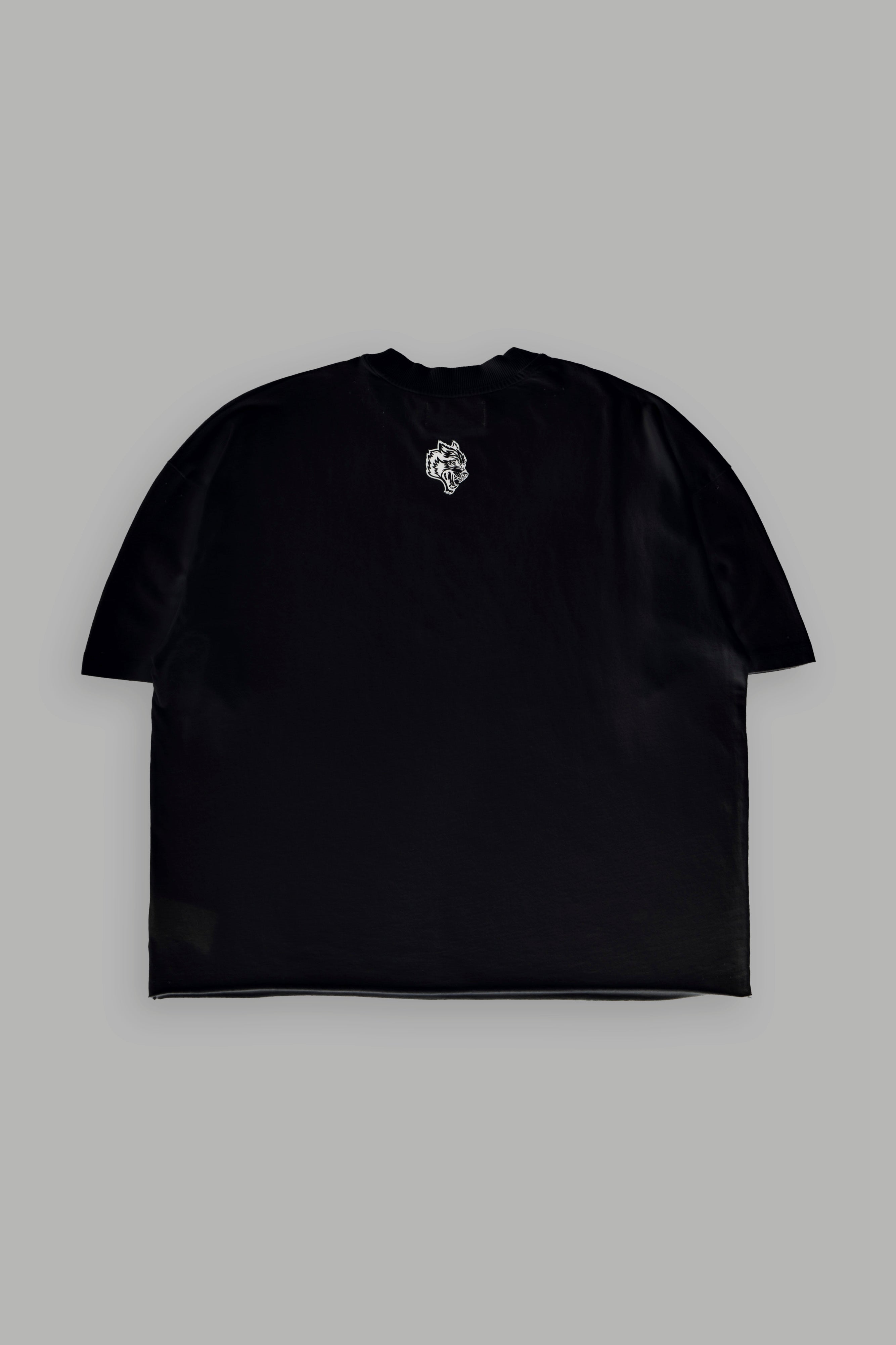 Oni Cherub Distressed Grunge Mid Length Raw Hem Tee in Black