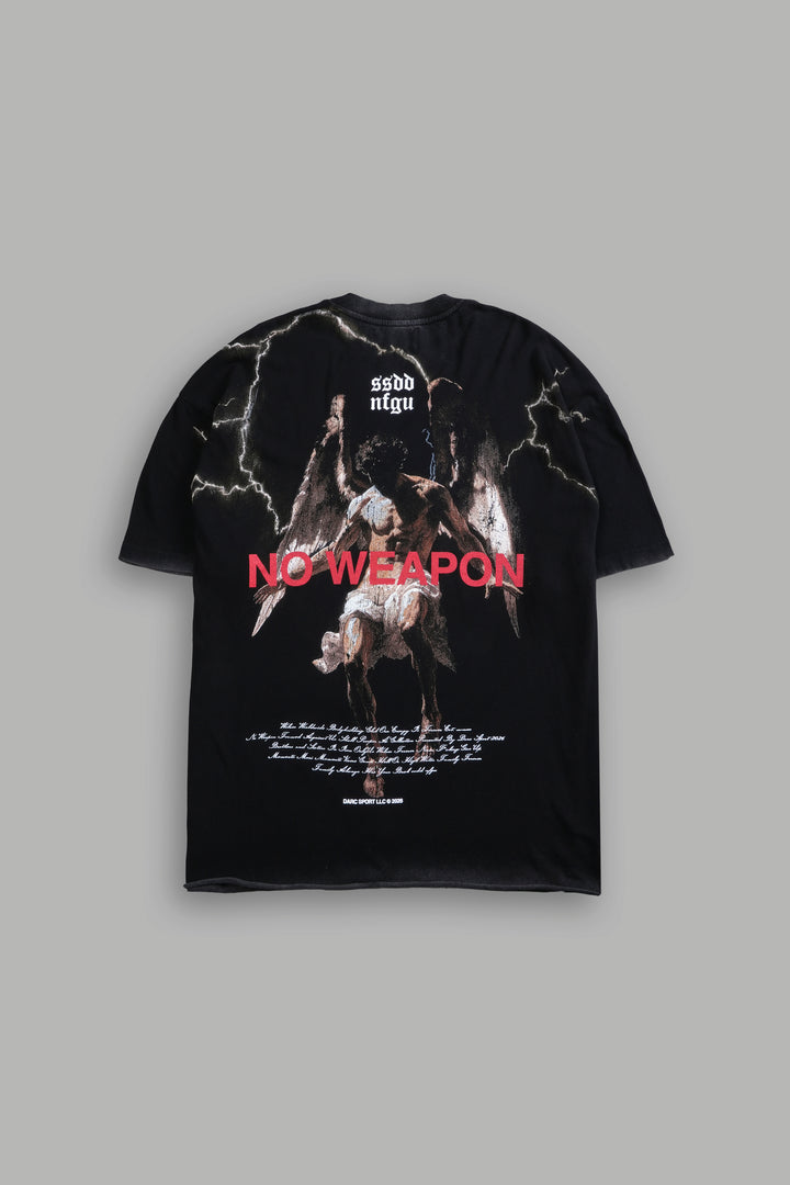 Fallen Angel Raw Hem Premium Oversized Tee in Black