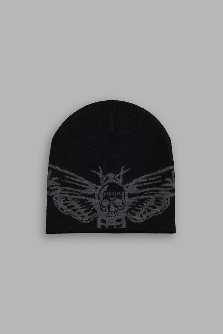 Moth Kanji Cap Beanie in Black