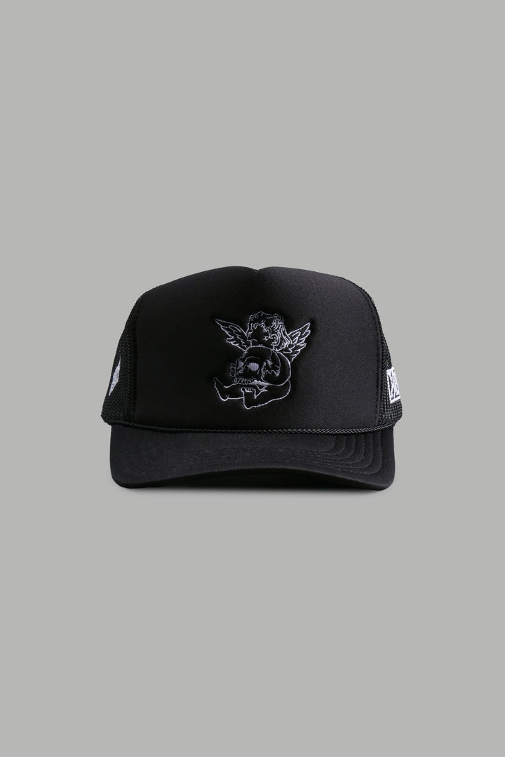 Cherub and the Skull Trucker Hat in Black