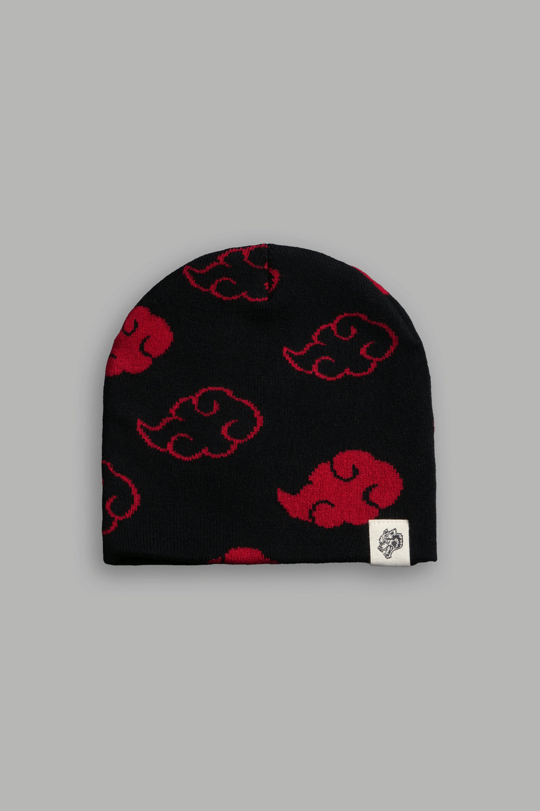 Wolf Clouds Cap Beanie in Black/Red
