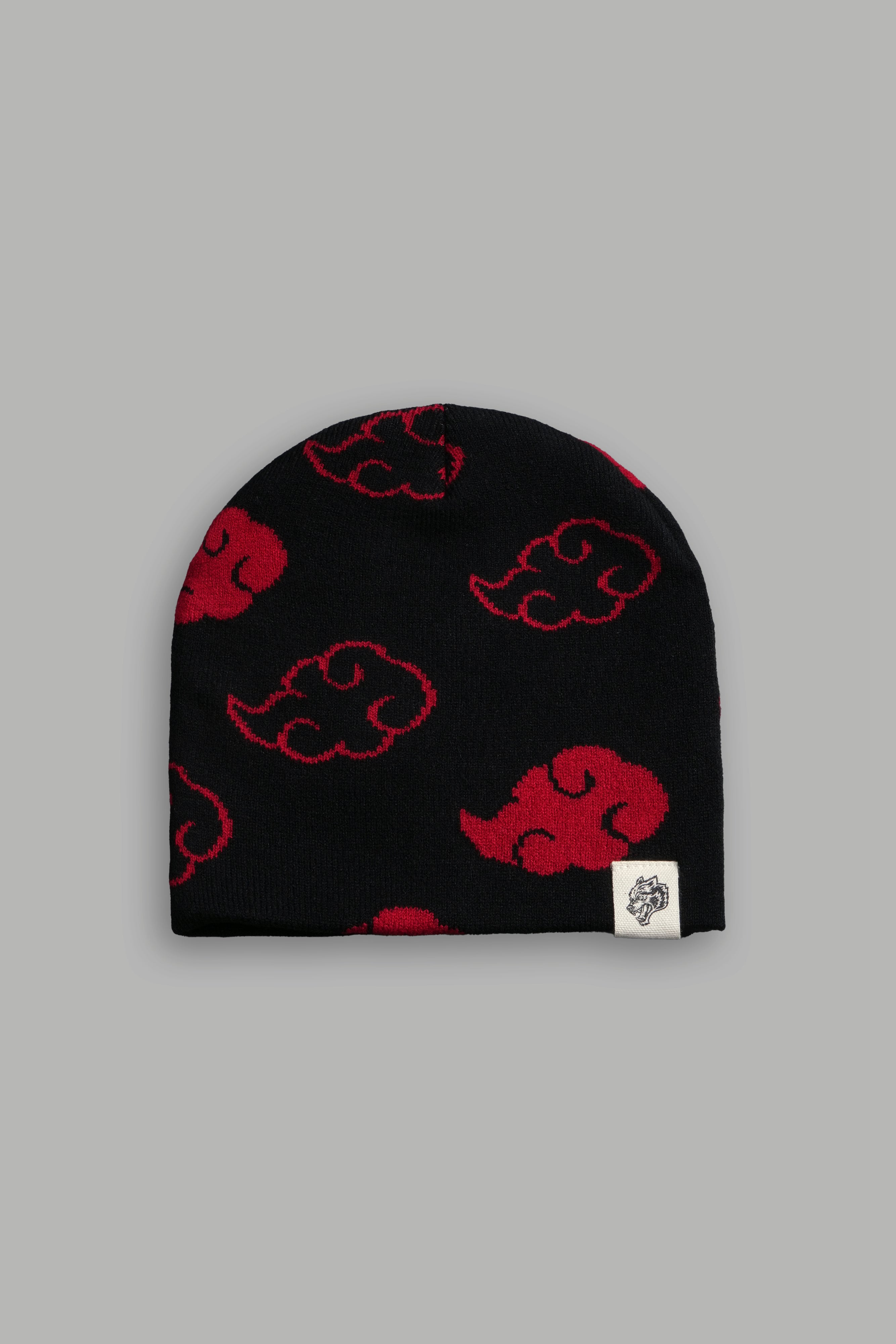 Wolf Clouds Cap Beanie in Black/Red