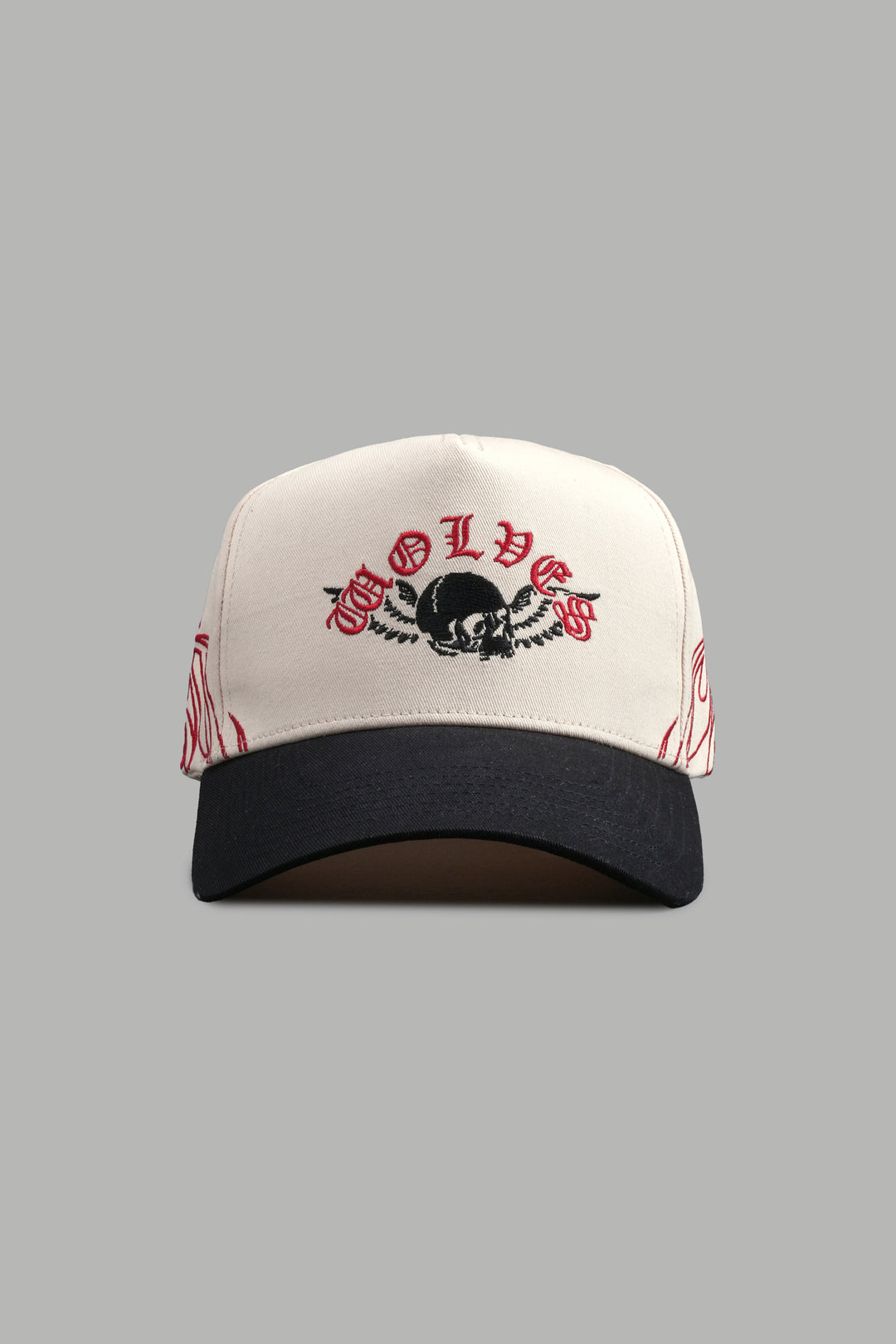 Twin Flame 5 Panel Hat in Cream/Black