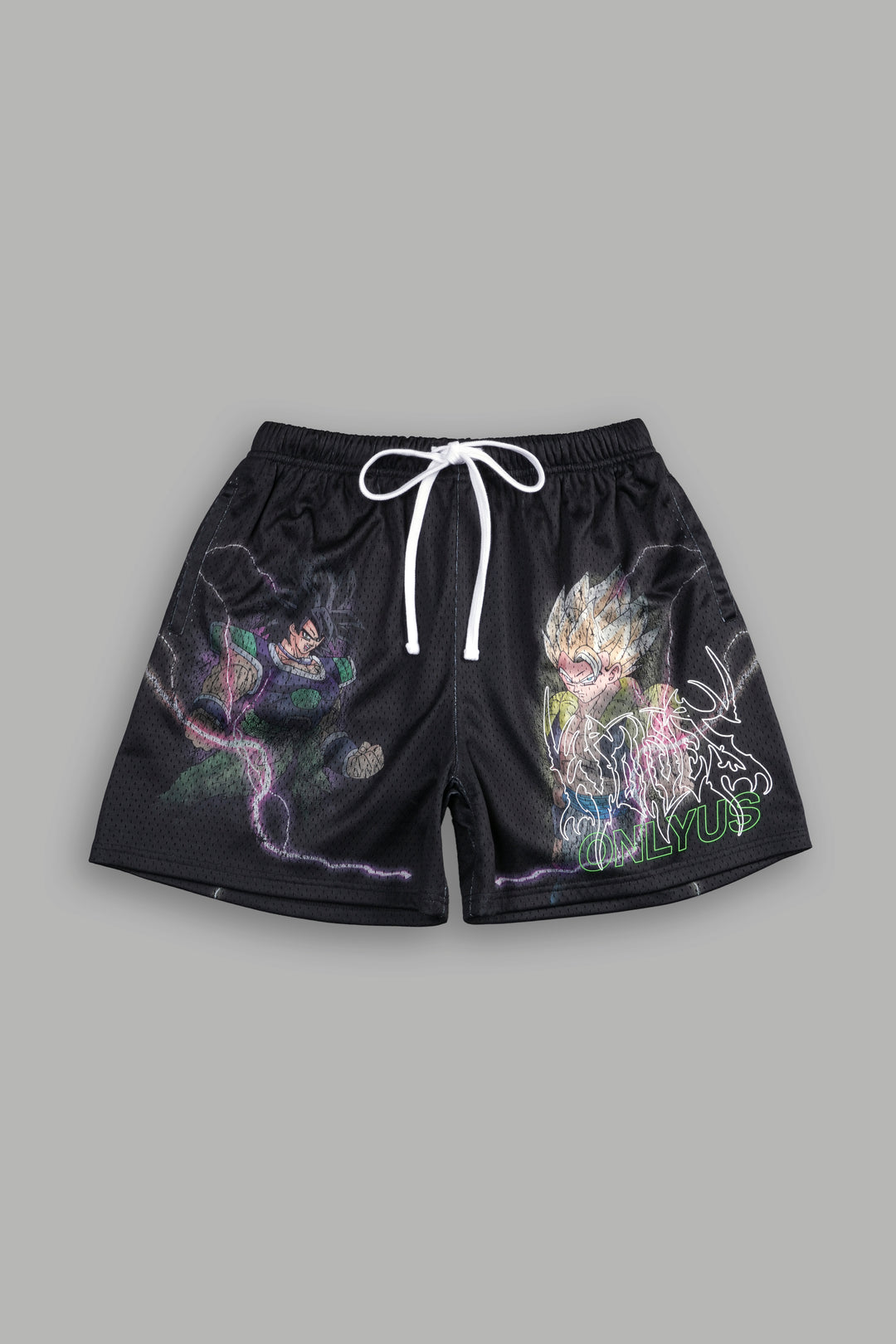 Broly VS Gogeta Mesh Shorts in Black