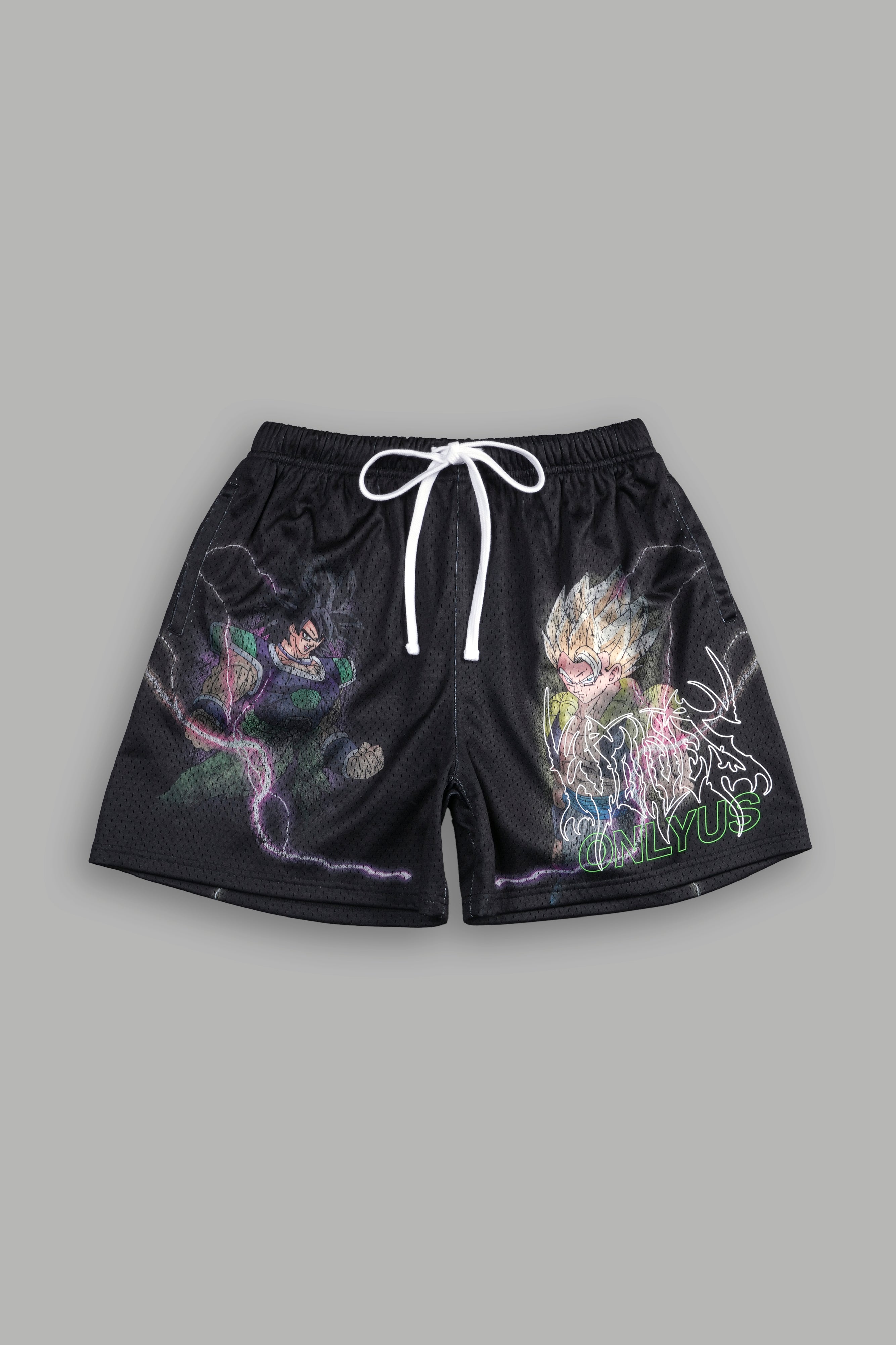 Broly VS Gogeta Mesh Shorts in Black